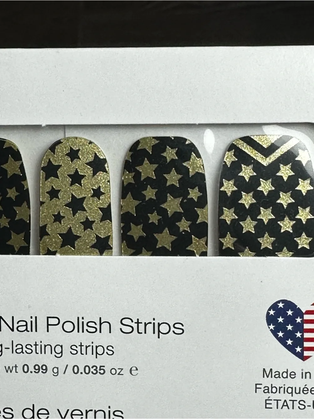 Color Street Salute To You 100% Pure Nail Polish *RETIRED* Black Gold Stars